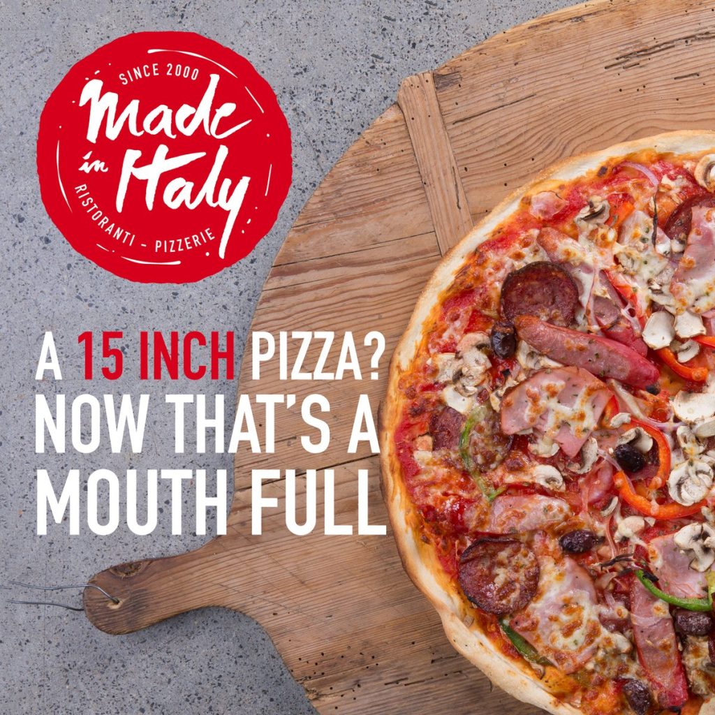 Made In Italy XL Roman pizza for birthday party catering Sydney